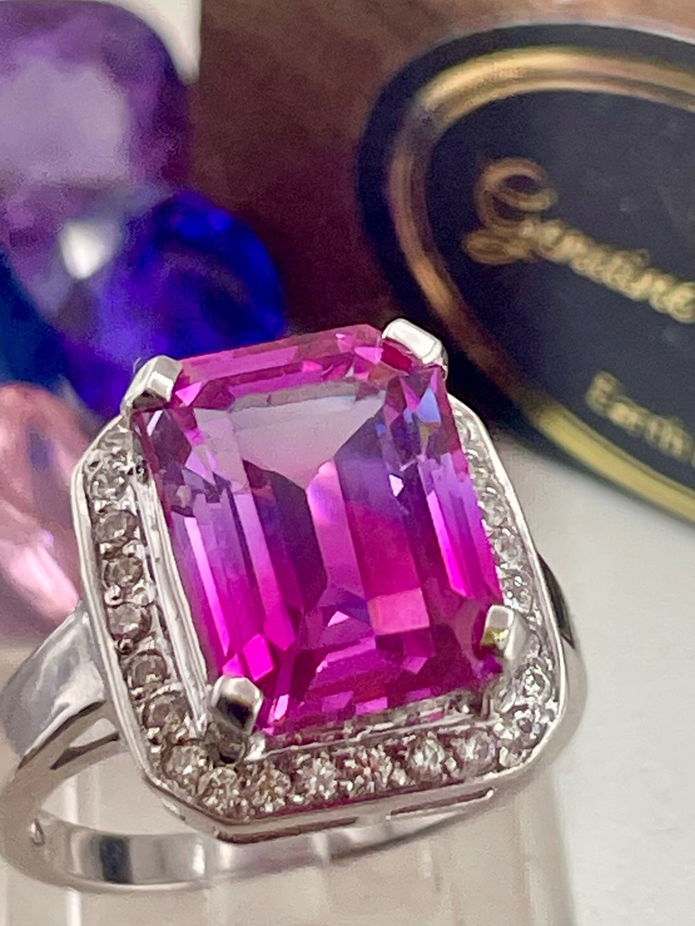 7ct Parti- Sapphire Purple Pink white Bi- Color multi-color silver 925 Ring